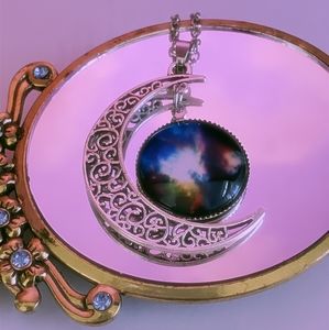 3 FOR $15 ♦️ Galaxy Crescent Moon Pendant Necklace